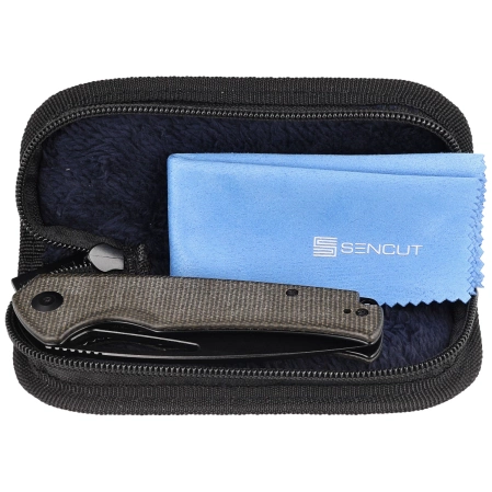 Nóż składany Sencut Mims Dark Green Canvas Micarta, Black Stonewashed 9Cr18MoV (S21013-3)