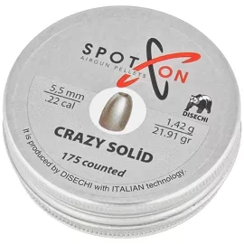 Spoton Crazy Solid Slug 22 .22/5.5mm AirGun Pellets, 175 psc 1.42g/21.91gr