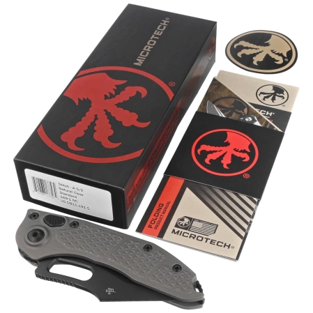 Microtech Stitch-A S/E Automatic Knife Natural Clear Aluminum, Black M390MK by Borka Blades and Tony Marfione (169-1NC)