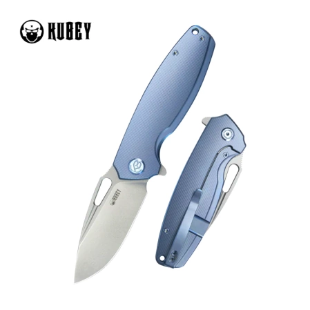 Kubey Tityus KB360D Knife Blue Titanium, Bead Blasted 14C28N