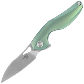 Nóż na szyję Bestech The Reticulan Green Titanium, Stonewashed / Satin CPM S35VN by Elijah Isham (BT1810C)