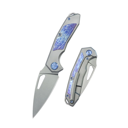 Nóż składany Kubey Coeus Grey Titanium/Timascus, Beadblasted CPM S35VN (KB286A)