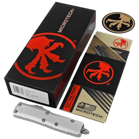 Microtech UTX-85 S/E OTF Knife Natural Clear Aluminium, Satin M390 (231-4CR)