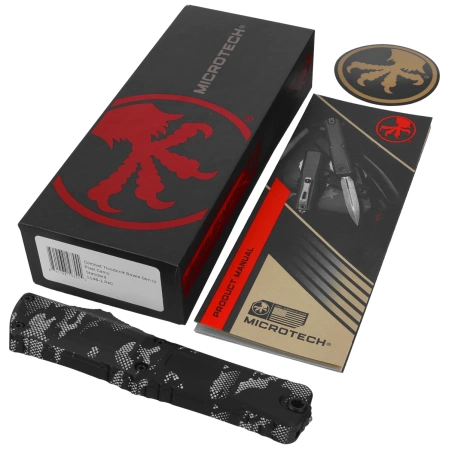 Microtech Combat Troodon Gen III Bowie OTF Knife Pixel Camo Aluminum, Pixel Camo M390MK by Tony Marfione (1146-1PXC)