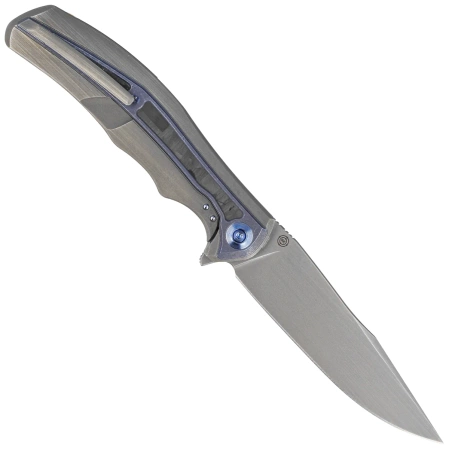 WE Knife Zonda Gray Hand Rubbed Titanium / Marble Carbon Fiber, Gray Hand Rubbed CPM 20CV by Kellen Bogardus (WE22016-4)