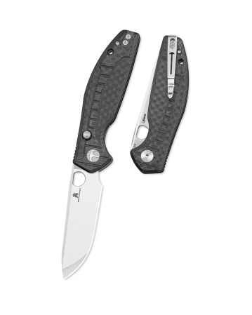 Nóż składany Bestechman Angry Owl Black G10 w/ Carbon Fiber Pattern, Satin/Stonewashed D2 by Keanu Alfaro (BMK12F-1)