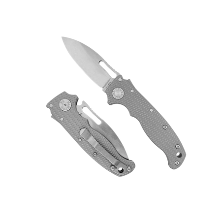 Demko AD20.5 Slicer Shark Knife Milled Titanium, Stonewashed CPM 3V by Andrew Demko (AD20.5-3V-Milled TI-SS)