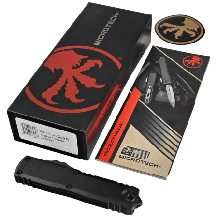 Nóż automatyczny OTF Microtech UTX-85 Gen IV D/E Black Aluminium, Tactical M390MK by Tony Marfione (12324-1T)