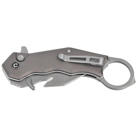 Civivi Amaroq Karambit Knife Gray Aluminum, Satin Nitro-V by Tony Sentmanat (C24018-1)