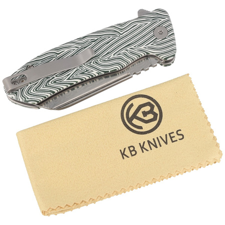 Kubey Creon Knife White/Green G10, Damascus (KU336A)