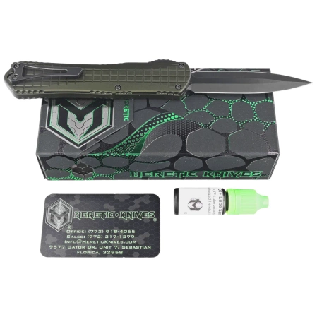 Heretic Knife Manticore X D/E Green Frag Aluminum, Black DLC MagnaCut by Tony Marfione Jr.
