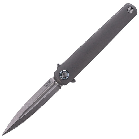 MKM Flame Dagger Sandblasted Titanium, Stonewashed M390 by Michael Zieba (MK FL02-TSW)