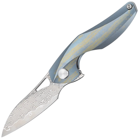Nóż na szyję Bestech The Reticulan Blue / Colorful Titanium, Damascus by Elijah Isham (BT1810L)