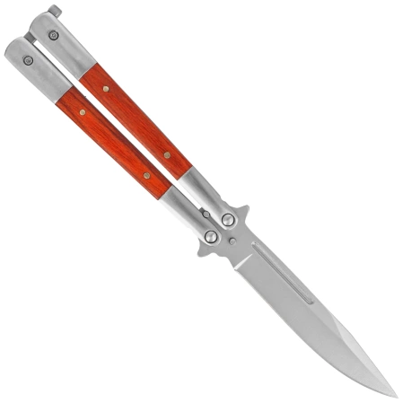 Third Decor Habitat Balisong Palisander Wood/Stainless Steel, Satin 420 Butterfly Knife (K2095)