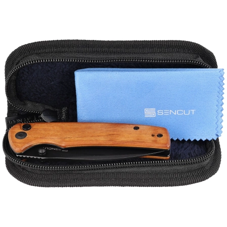 Sencut Sachse Guibourtia Wood, Black Stonewashed 9Cr18MoV knife (S21007-6)