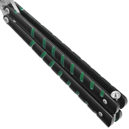 Third Decor Habitat Balisong Black/Green Stainless Steel, Satin Butterfly Knife (16071V)