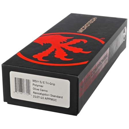 Microtech MSI S/E Ram-Lok Olive Camo Tri-Grip Polymer, Apocalyptic M390MK by Tony Marfione (210T-10APPMOC)