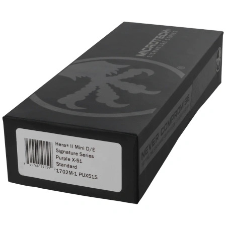 Nóż automatyczny OTF Microtech Hera II Mini D/E Alien Purple X-51 Aluminium, Black M390MK by Tony Marfione (1702M-1PUX51S)