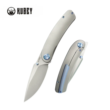 Kubey Momentum Knife Grey Titanium, Beadblasted M390 by Sherif Manganas (KB386A)