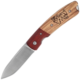 Nóż składany Martinez Albainox Bear Zebra Wood, Satin 3Cr13Mov (25079GR622)