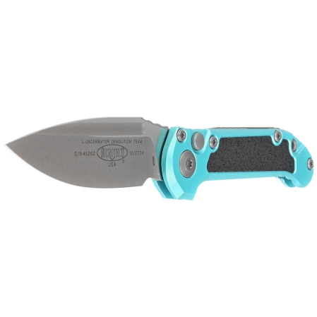 Microtech LUDT Gen III S/E Automatic Knife Turquoise Aluminum, Apocalyptic M390MK by Tony Marfione (1135-10APTQ)