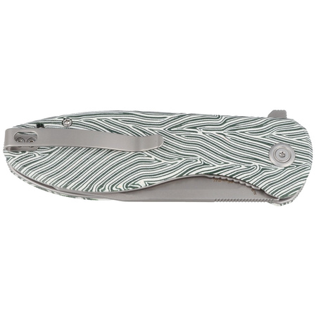 Kubey Knife Master Chief White Green G10, Bead Blast AUS-10 by Keanu Alfaro (KU358B)