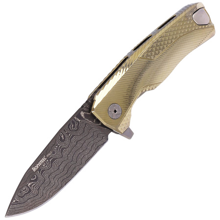 Nóż składany LionSteel ROK Gold Titanium, Chad Nichols Scrambled Damascus (ROK DD GL)