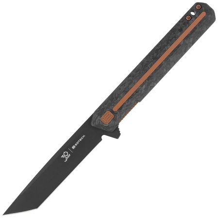 Tekto F2 Bravo Eotech Edition Knife Black Forged Carbon Fiber, Bronze HW/Clip, Black D2