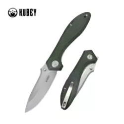 Nóż składany Kubey Ruckus Green Micarta, Beadblasted AUS-10 by Sherif Manganas (KU314N)