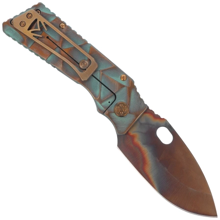 Nóż składany Medford TFF-1 Green Brsh/Bronze ''Stained Glass'', Bronze HW, Brsh/Bronze Clip, Vulcan S45VN by Greg Medford (MK0144VQ-35A4-T1C1-Q4)