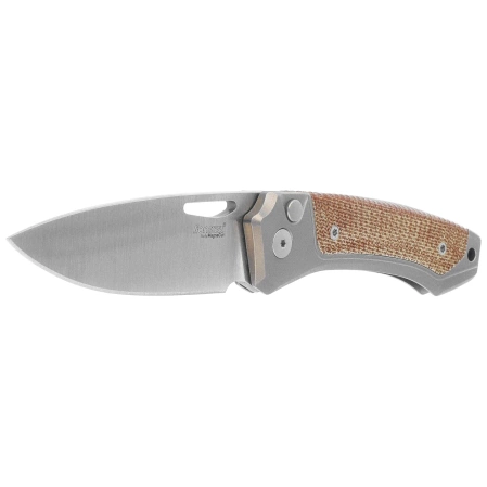 LionSteel Twain Gray Titanium / Natural Canvas Micarta, Satin MagnaCut by Gianni Pauletta (TW GY CVN)