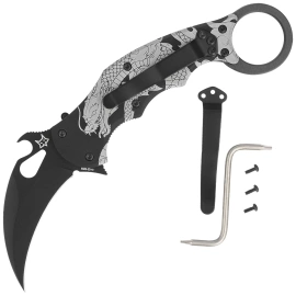 Nóż składany FOX The Spirit Karambit Black Aluminium, Black N690Co (FX-599 ALB-1)