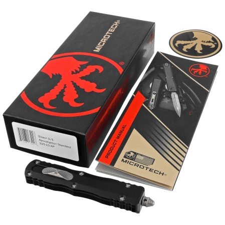 Microtech Dirac D/E OTF Knife Black Aluminum, Apocalyptic M390 by Tony Marfione (225-10AP)