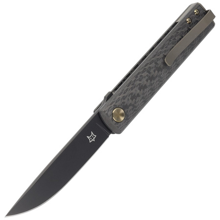Fox Chnops Knife 3K Carbon Fiber, Black PVD M390 by Riccardo Gobbato (FX-543 CFBR)