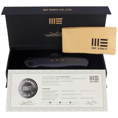 Nóż składany WE Knife Seer LE No 381/610 Blue Titanium, Rubber Silver (WE20015-2)