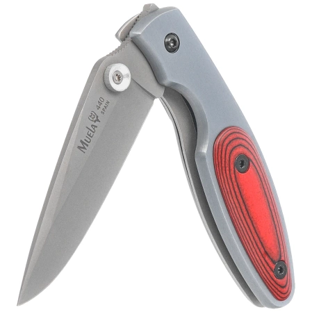 Muela KMC-7R Gray Aluminum/Red Pakka Wood, Satin 440C Knife