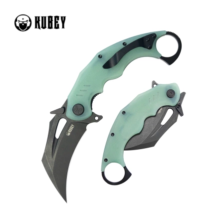 Kubey Wrath Knife Jade G10, Blackwashed 14C26N by MUZI Design (KU261K)