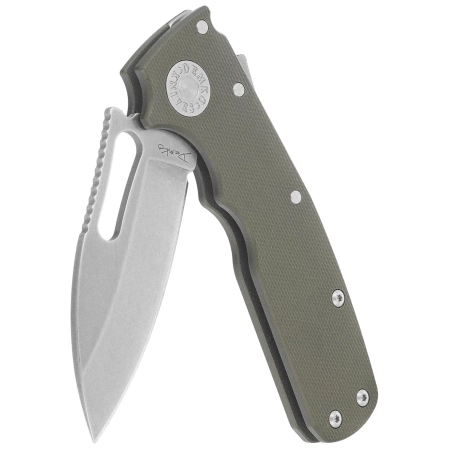 Demko Shark Cub Slicer Shark Knife OD Green G10, Stonewashed CPM 20CV by Andrew Demko (SC-20CV-ODG10-SS)