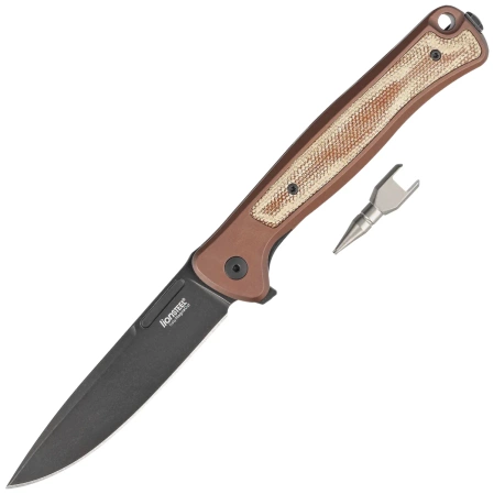 LionSteel Skinny Knife Earth Aluminum/Natural Canvas Micarta, Old Black MagnaCut by Molletta (SK01A EB)