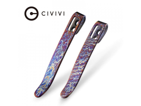 Civivi 2psc Flamed Blue/Purple Titanium Pocket Clips 50mm/55mm (T002A)