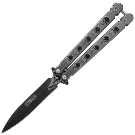 Nóż składany motylek Martinez Albainox Balisong Skull RainBlack Steel, RainBlack 3Cr13Mov (02278)