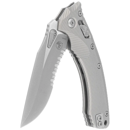 Nóż składany Microtech Amphibian Ram-Lok S/E Fluted Natural Clear Aluminium, Apocalyptic P/S M390MK by Tony Marfione (137RL-11APFLNC)