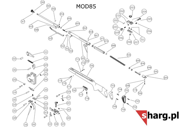 Śruba mocująca kostkę lufy do Hatsan MOD 25-99, Striker (512)
