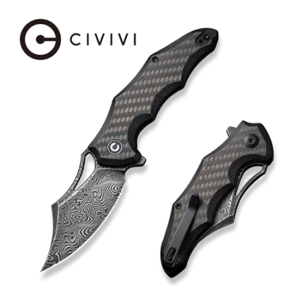 CIVIVI Chiro Carbon Fiber/Black G10, Damascus (C23046-DS1)