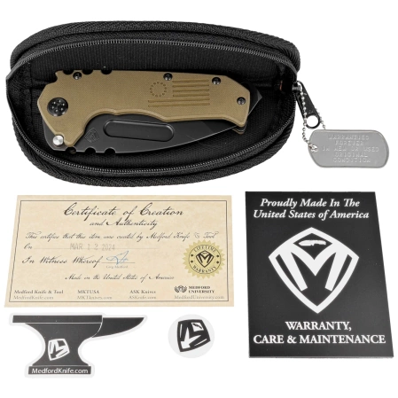 Nóż składany Medford Praetorian Scout M/P OD Green G10, PVD HW/Clip, Black DLC D2 by Greg Medford (MKM30DPT-1010-TPCP-BP)