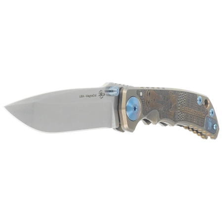 Spartan Blades Harsey Folder King Tut Bronze Titanium, Blue HW, Stonewashed MagnaCut by William W. Harsey (SF5KTUT)