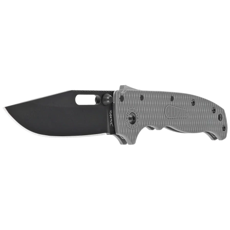 Demko AD20.5 Clip Point Knife Grey Grivory, Black DLC D2 by Andrew Demko (205-D2-CP-DLC)