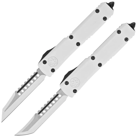 Microtech Ultratech Storm Trooper Hellhound/Warhound OTF Knives Set Signature White Aluminum, White M390 by Tony Marfione (119-1SETSTDS)