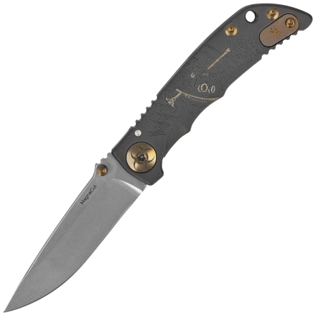 Nóż składany Spartan Blades Harsey 3.25 Folder Plague Doctor Black/Gold Titanium, Stonewashed MagnaCut by William W. Harsey (SF10DOCTOR BK)
