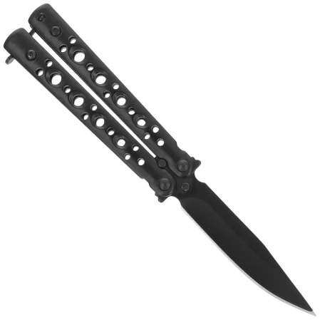 Nóż składany motylek Martinez Albainox Balisong Black Steel, Black 3Cr13Mov (02225)